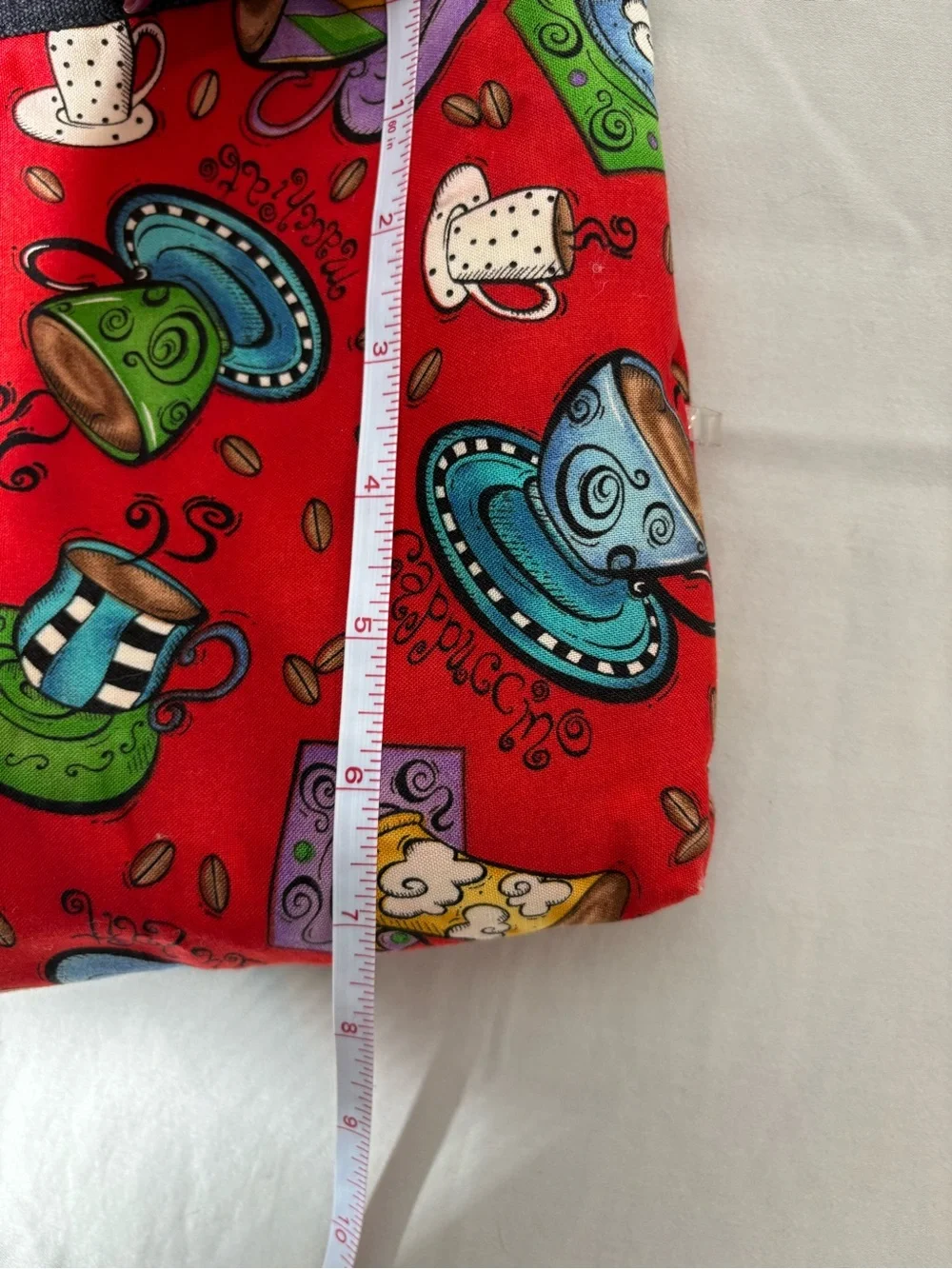 Red Teacup Print Cosmetic Pouch with Top Handles